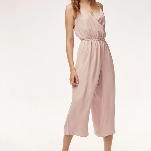 Aritzia Wilfred Melodie Jumpsuit V-Neck Wide Leg Blush Pink - Picture 2 of 16